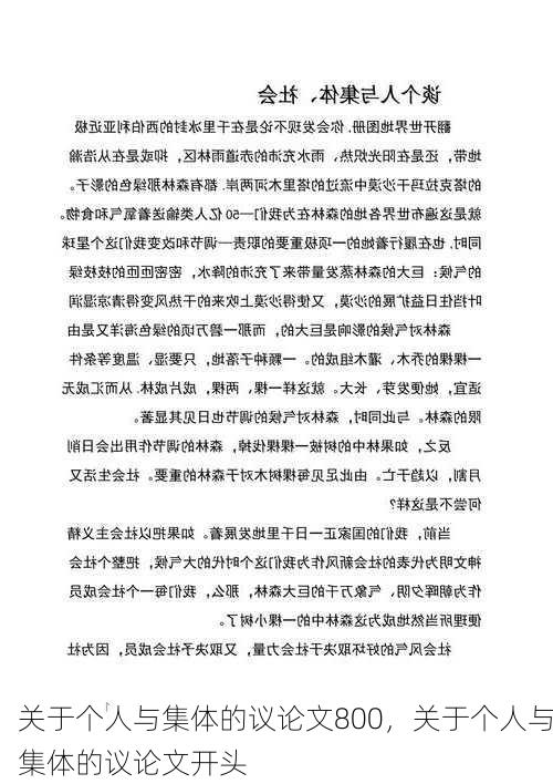 关于个人与集体的议论文800,关于个人与集体的议论文开头
