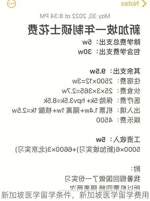 新加坡医学留学条件,新加坡医学留学费用