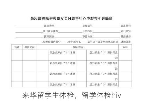 来华留学生体检，留学体检hiv