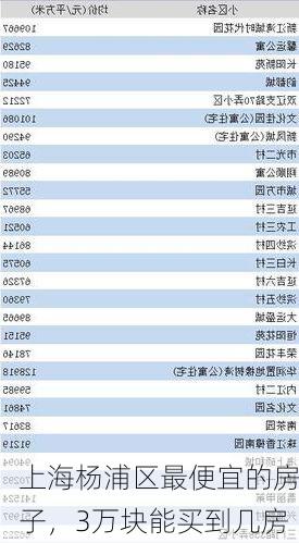 上海杨浦区最便宜的房子,3万块能买到几房