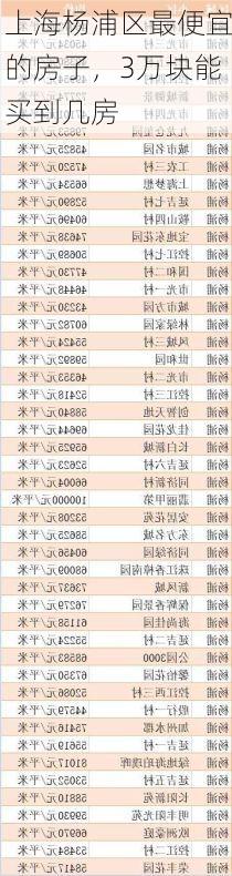 上海杨浦区最便宜的房子,3万块能买到几房