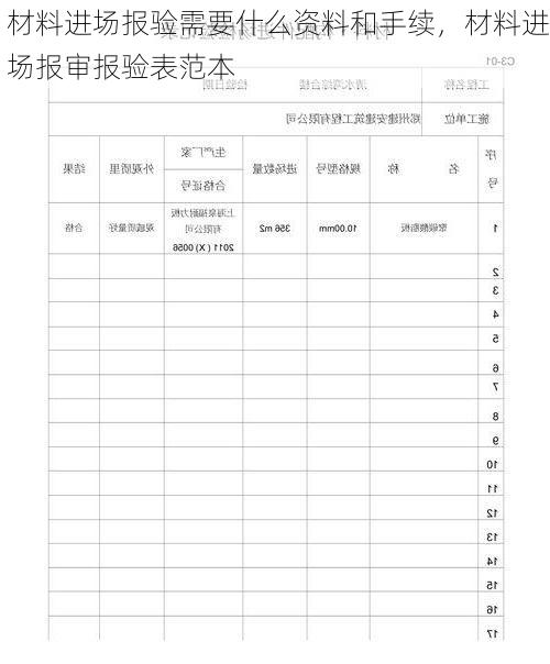 材料进场报验需要什么资料和手续，材料进场报审报验表范本