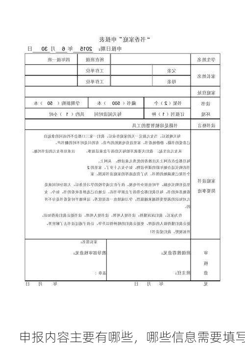申报内容主要有哪些,哪些信息需要填写