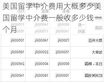 美国留学中介费用大概多少美国留学中介费一般收多少钱一个月