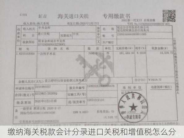 缴纳海关税款会计分录进口关税和增值税怎么分