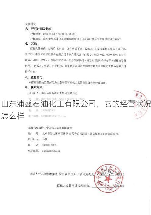 山东浦盛石油化工有限公司,它的经营状况怎么样