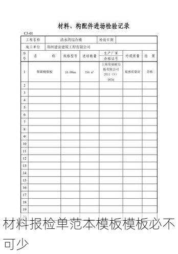 材料报检单范本模板模板必不可少