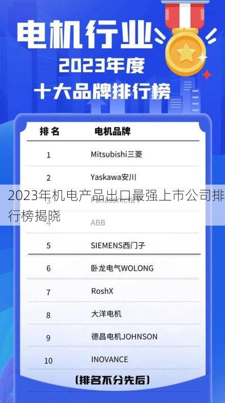 2023年机电产品出口最强上市公司排行榜揭晓