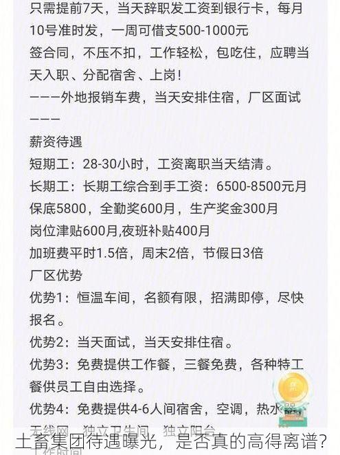 土畜集团待遇曝光,是否真的高得离谱?
